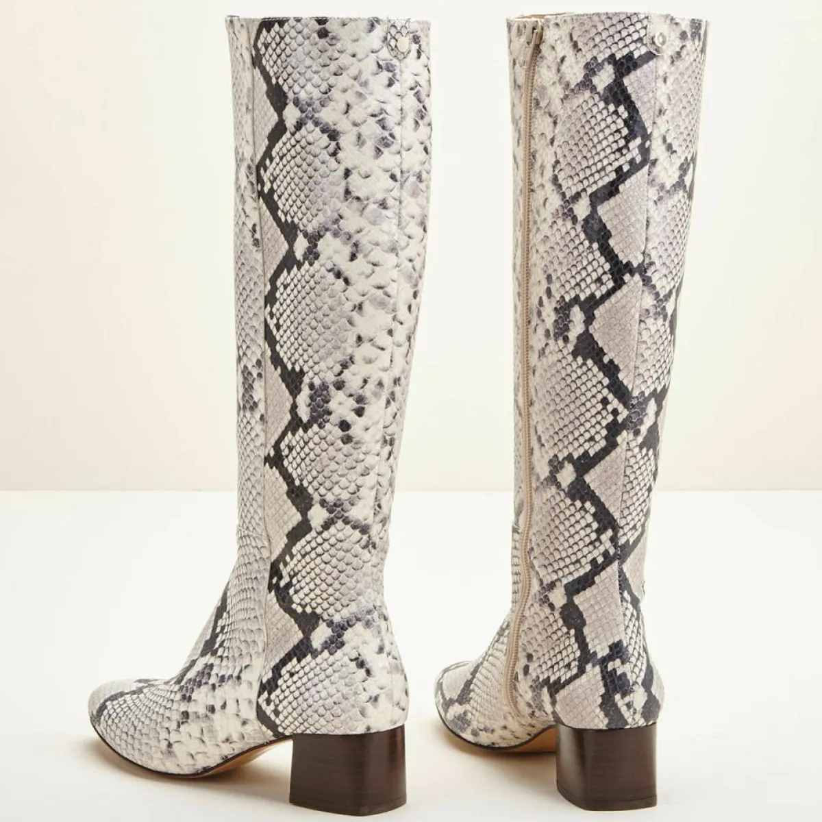 Cosmoparis Bottes|Bottes en Cuir Carlotine façon animal gris/noir