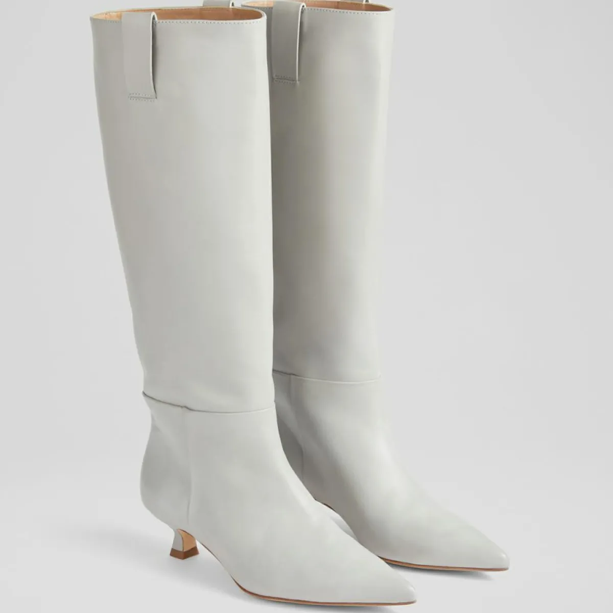 L.K. Bennett Bottes|Bottes en Cuir Eden gris clair - Talon 4,5 cm