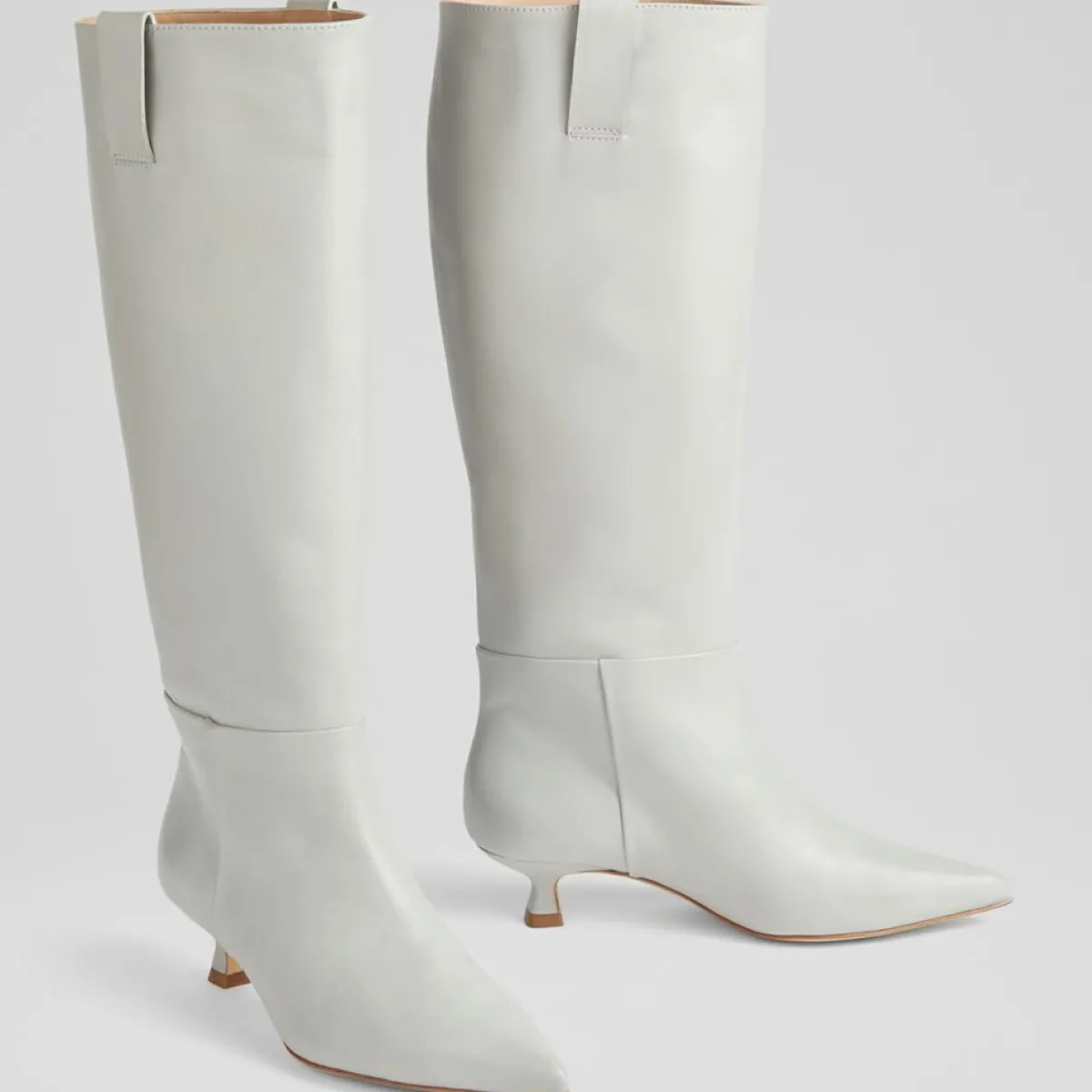 L.K. Bennett Bottes|Bottes en Cuir Eden gris clair - Talon 4,5 cm