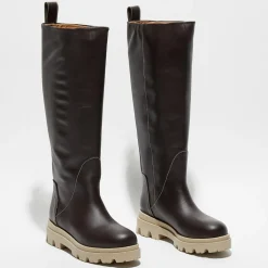 Flattered Bottes|Bottes en Cuir Luna marron foncé
