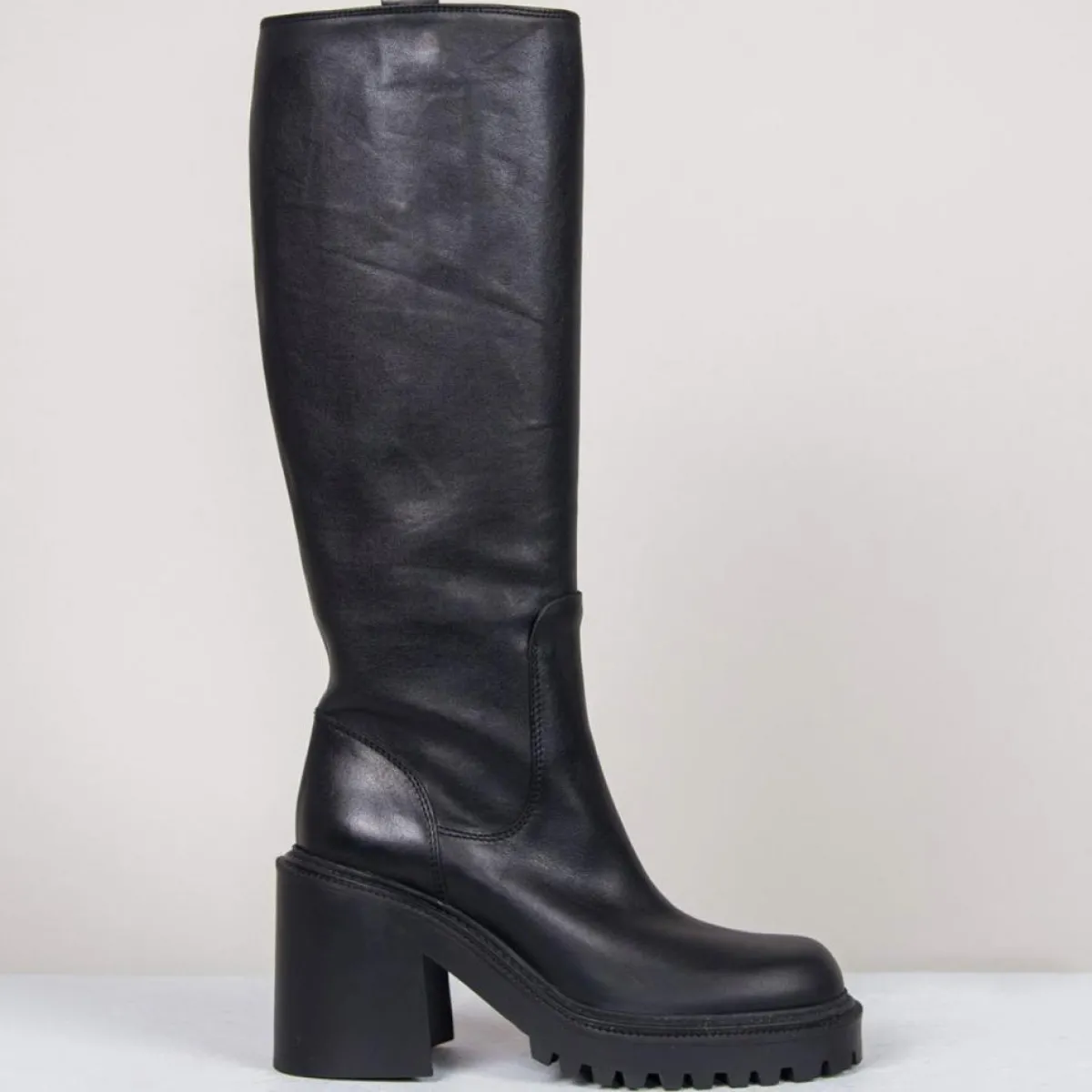 Vic Matie Bottes|Bottes en Cuir noires - Talon 8 cm