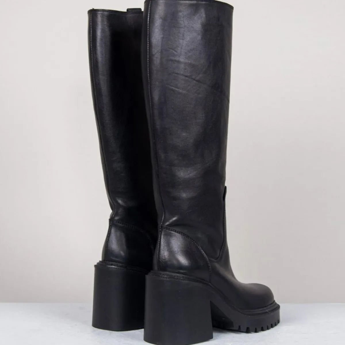 Vic Matie Bottes|Bottes en Cuir noires - Talon 8 cm