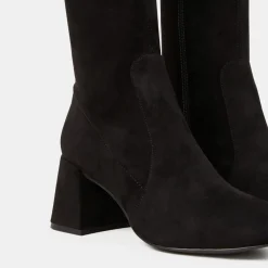 Galeries Lafayette Bottines|Bottes en Cuir stretch noires - Talon 7 cm