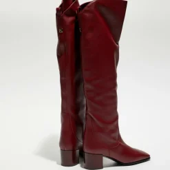 Free Lance Bottes|Bottes en Cuir Tessa bordeaux - Talon 5 cm