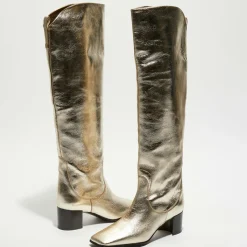 Free Lance Bottes|Bottes en Cuir Tessa champagne - Talon 5 cm
