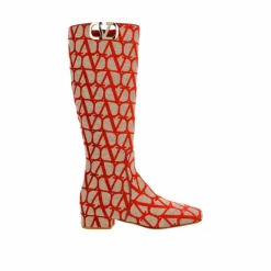 Valentino Garavani Bottes|Bottes en toile beige/rouge