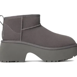 Ugg Bottines|Bottes en Velours de Cuir Classic Ultra Mini New Heights grises - Talon 7 cm