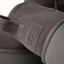 Ugg Bottines|Bottes en Velours de Cuir Classic Ultra Mini New Heights grises - Talon 7 cm