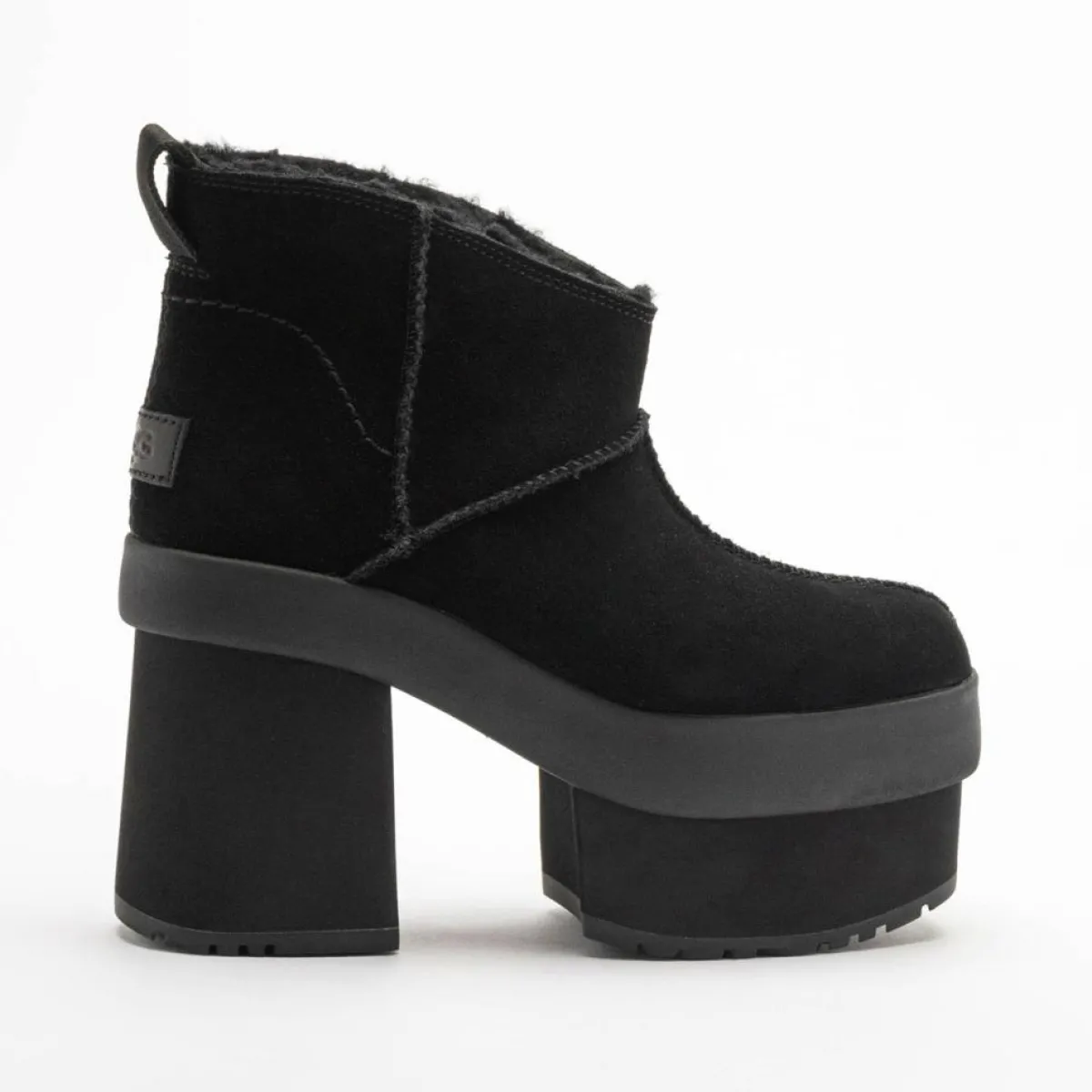 Ugg Bottines|Bottes en Velours de Cuir New Heights Platform Mini noires - Talon 11,4 cm