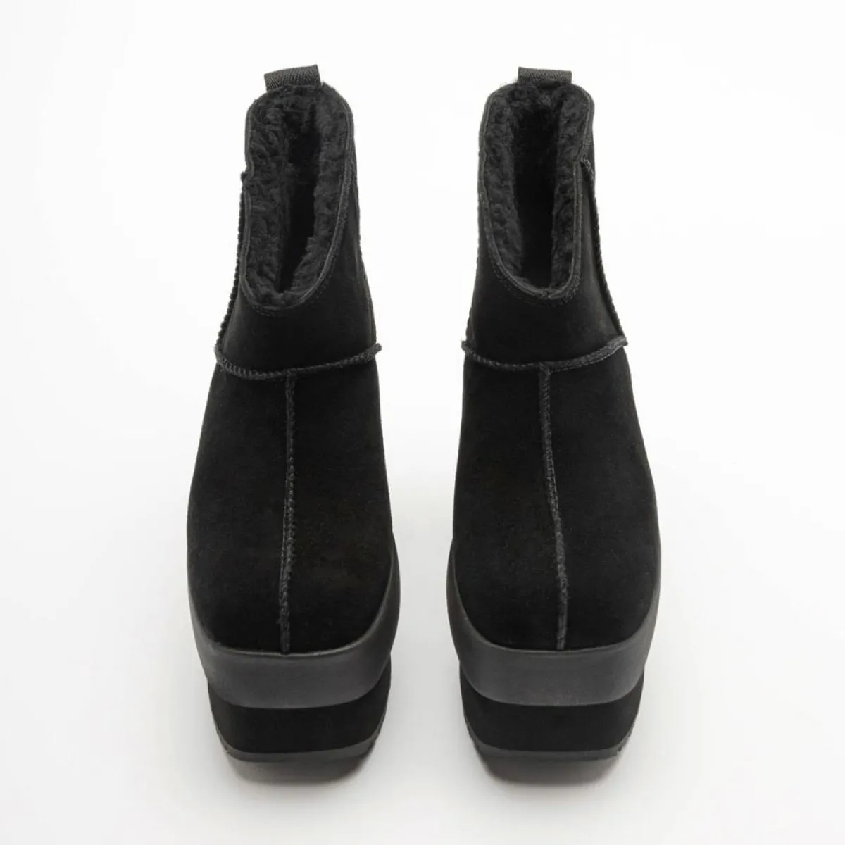 Ugg Bottines|Bottes en Velours de Cuir New Heights Platform Mini noires - Talon 11,4 cm