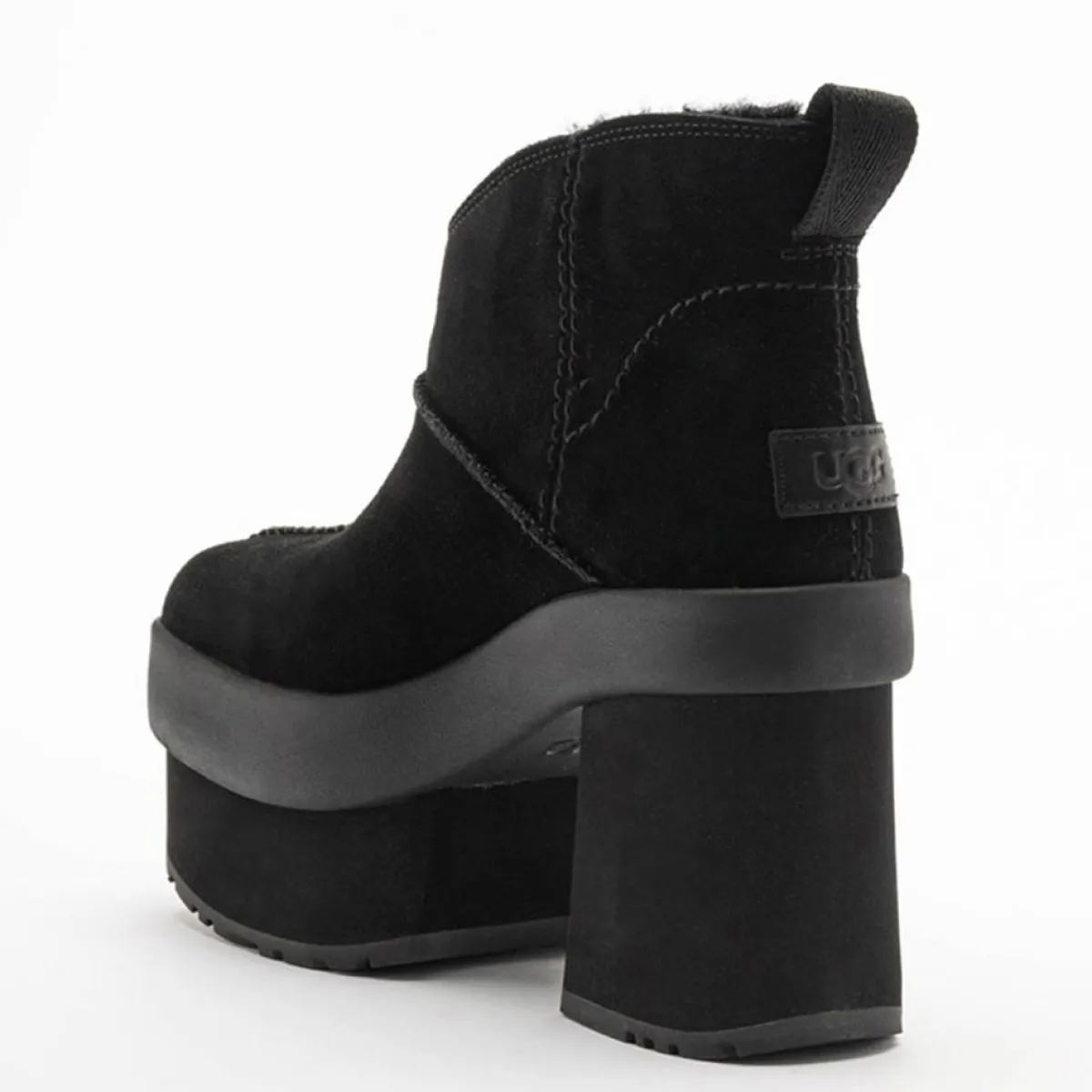 Ugg Bottines|Bottes en Velours de Cuir New Heights Platform Mini noires - Talon 11,4 cm