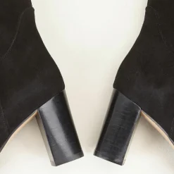 Cosmoparis Bottes|Bottes en Velours de Cuir Cavanna noires - Talon 7 cm