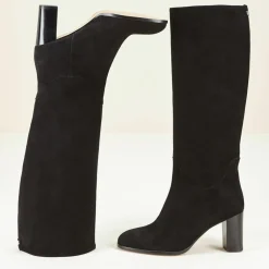 Cosmoparis Bottes|Bottes en Velours de Cuir Cavanna noires - Talon 7 cm