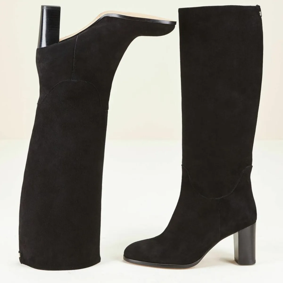 Cosmoparis Bottes|Bottes en Velours de Cuir Cavanna noires - Talon 7 cm