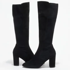 Stuart Weitzman Bottes|Bottes en Velours de Cuir & Textile Livia noires - Talon 8,5 cm