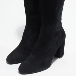 Stuart Weitzman Bottes|Bottes en Velours de Cuir & Textile Livia noires - Talon 8,5 cm