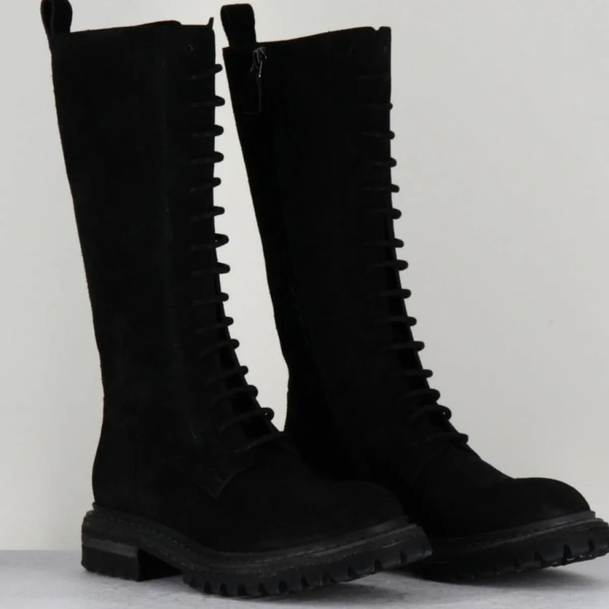 Del Carlo Bottes|Bottes en Velours de Cuir Granada noires