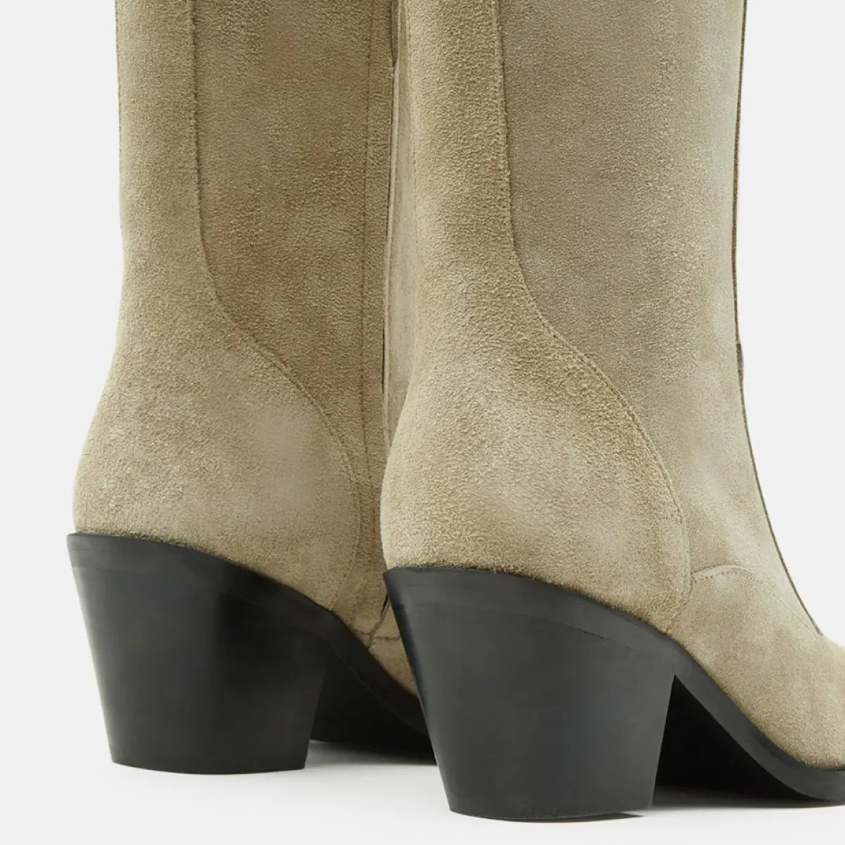 Flattered Bottes|Bottes en Velours de Cuir beiges - Talon 7 cm