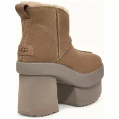 Ugg Bottines|Bottes en Velours de Cuir New Heights Platform Mini marron - Talon 11.4 cm