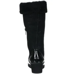 Azurée Cannes Bottes|Bottes fourrées en Velours de Cuir Carlin noires - Talon 5 cm