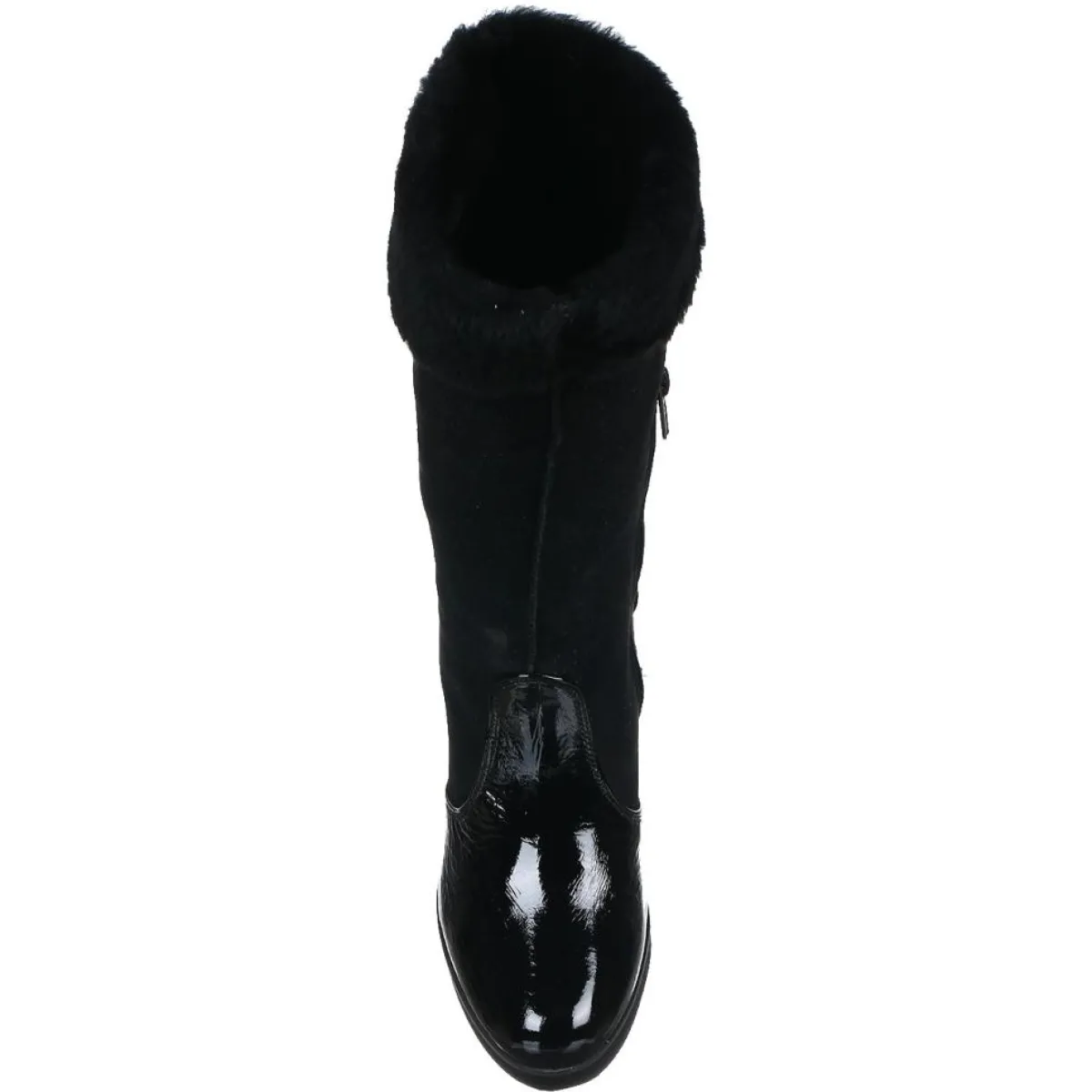 Azurée Cannes Bottes|Bottes fourrées en Velours de Cuir Carlin noires - Talon 5 cm