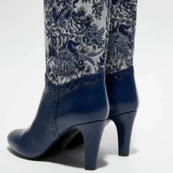 Manoush Bottes|Bottes Santiags bleu nuit - Talon 8 cm