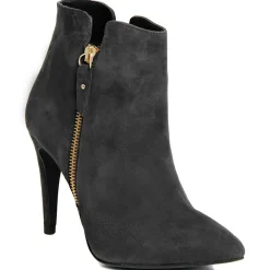 Lab78 Bottines|Bottines à talon en Velours de Cuir Cleopatre noires - Talon 10 cm