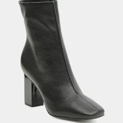 Galeries Lafayette Bottines|Bottines en Cuir à talon géométrique noires - Talon 8,5 cm