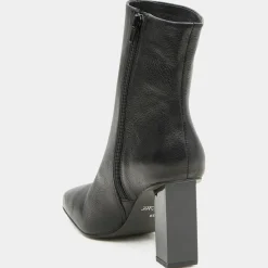 Galeries Lafayette Bottines|Bottines en Cuir à talon géométrique noires - Talon 8,5 cm