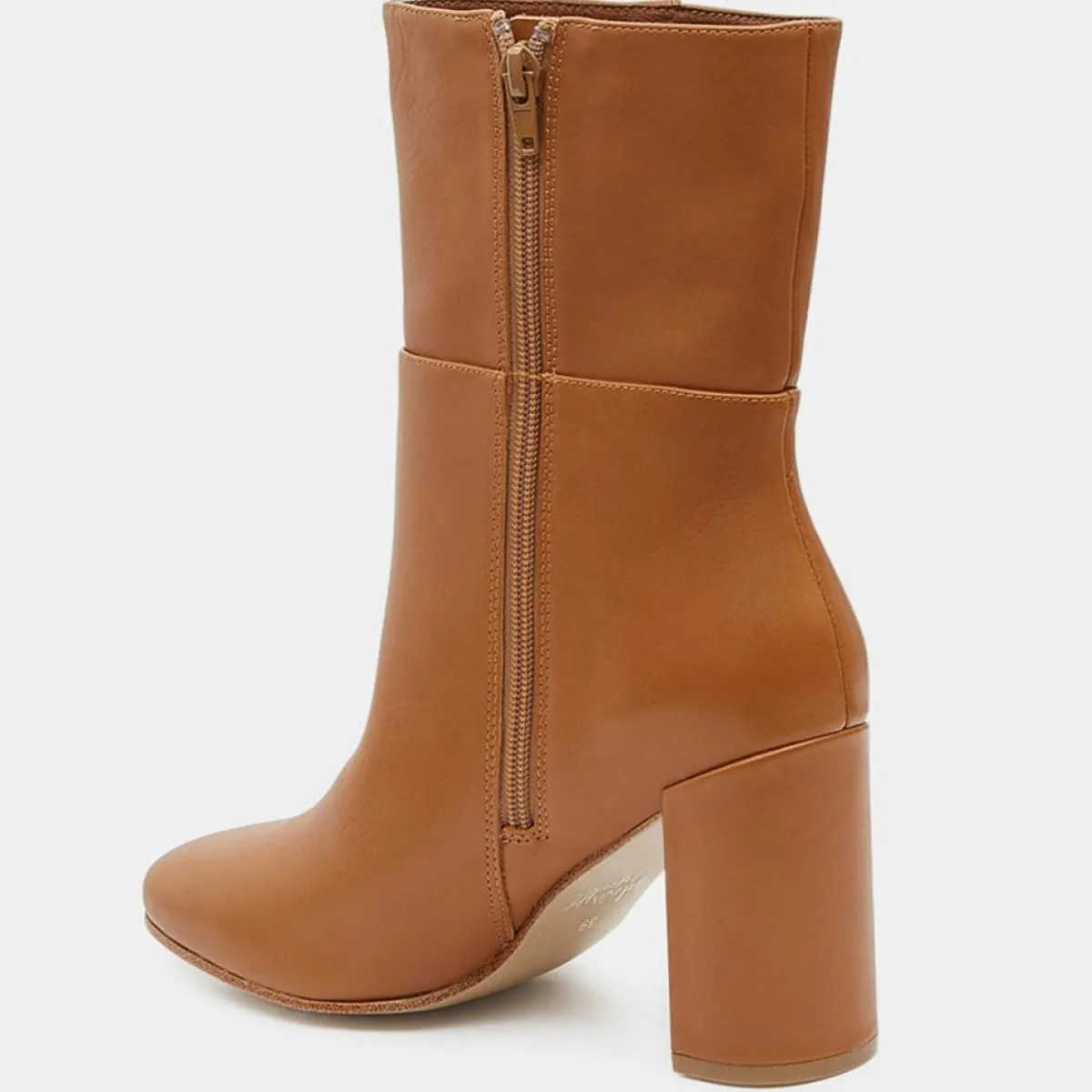 Galeries Lafayette Bottines|Bottines en Cuir à talon haut et clous camel - Talon 9 cm