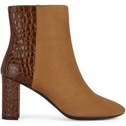 Geox Bottines|Bottines en Cuir & Velours de Cuir Pheby 80 cognac - Talon 8 cm