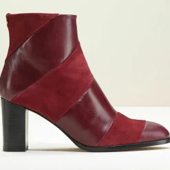 Cosmoparis Bottines|Bottines en Cuir bi-matière Cleos bordeaux - Talon 7 cm