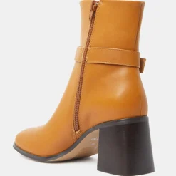 Galeries Lafayette Bottines|Bottines en Cuir boucle recouverte camel - Talon 6 cm
