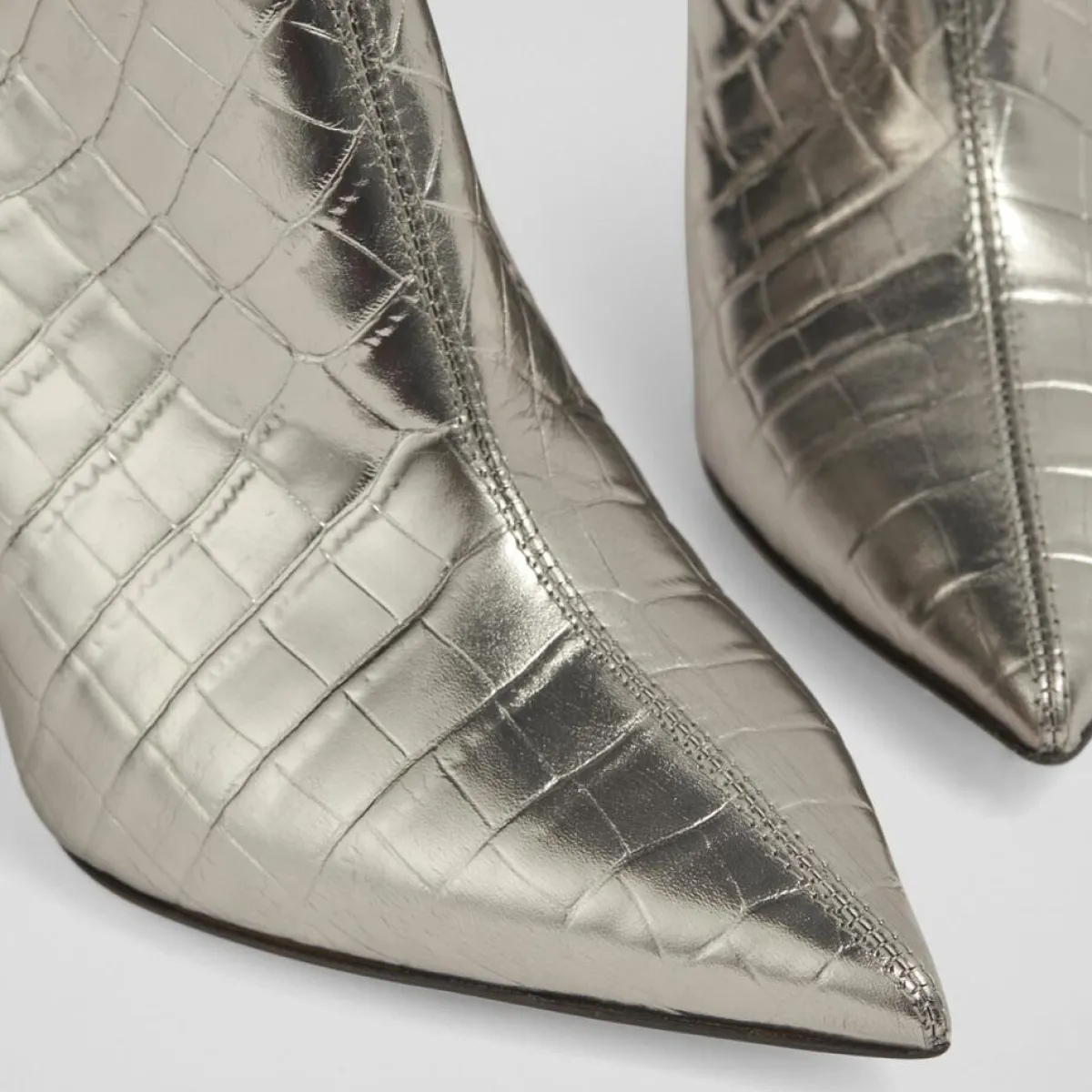 L.K. Bennett Bottines|Bottines en Cuir croco Talulla argentées - Talon 9 cm