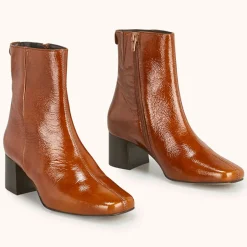 Cosmoparis Bottines|Bottines en Cuir légèrement verni Valonia marron - Talon 5 cm