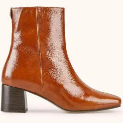 Cosmoparis Bottines|Bottines en Cuir légèrement verni Valonia marron - Talon 5 cm