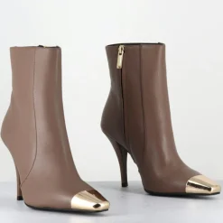 Garrice Lab Bottines|Bottines en Cuir mecha grège - Talon : 9.5cm