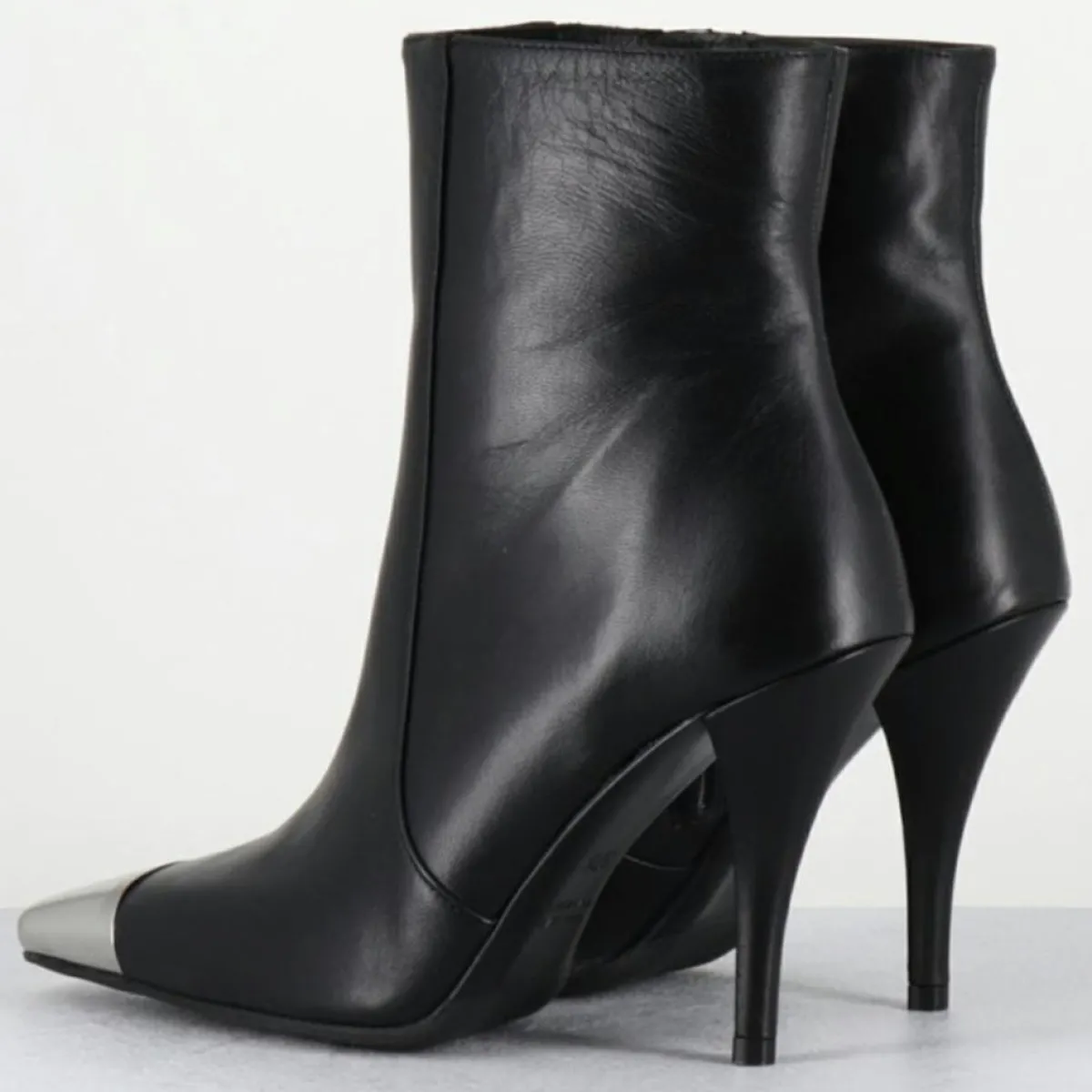 Garrice Lab Bottines|Bottines en Cuir mecha noires - Talon : 9.5cm