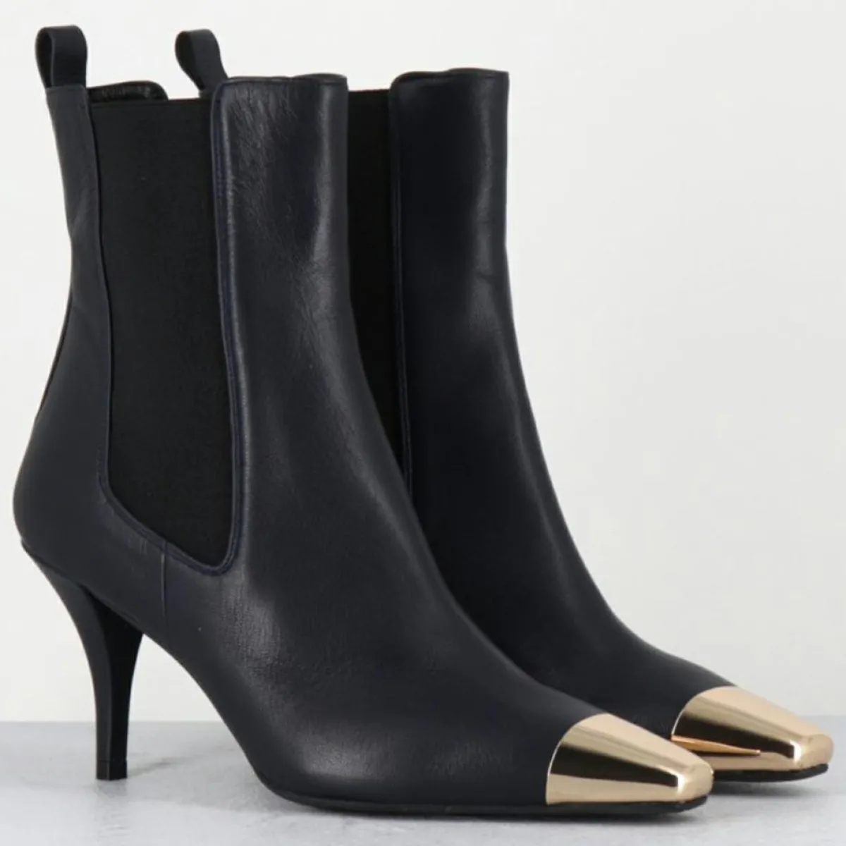 Garrice Lab Bottines|Bottines en Cuir nako bleu marine foncé - Talon : 7.5cm