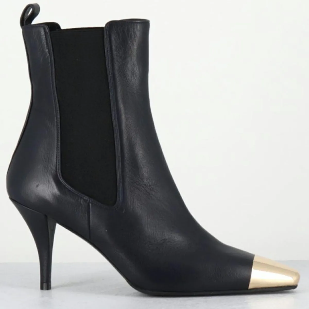 Garrice Lab Bottines|Bottines en Cuir nako bleu marine foncé - Talon : 7.5cm