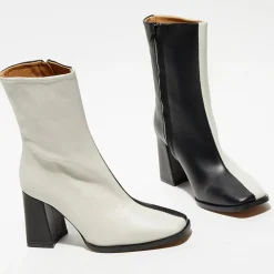 Apologie Bottines|Bottines en Cuir Nicole bicolore noir/beige - Talon 8,5 cm