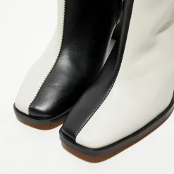 Apologie Bottines|Bottines en Cuir Nicole bicolore noir/beige - Talon 8,5 cm