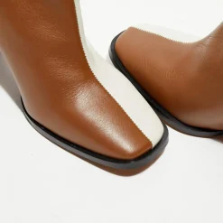 Apologie Bottines|Bottines en Cuir Nicole bicolore beige/camel - Talon 8,5 cm