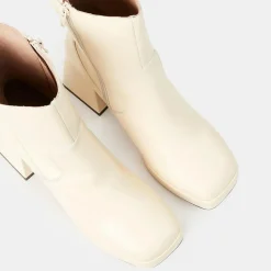 Galeries Lafayette Bottines|Bottines en Cuir plateforme beiges - Talon 9 cm