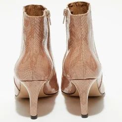 Apologie Bottines|Bottines en Cuir python Suzanne rose/marron - Talon 7 cm