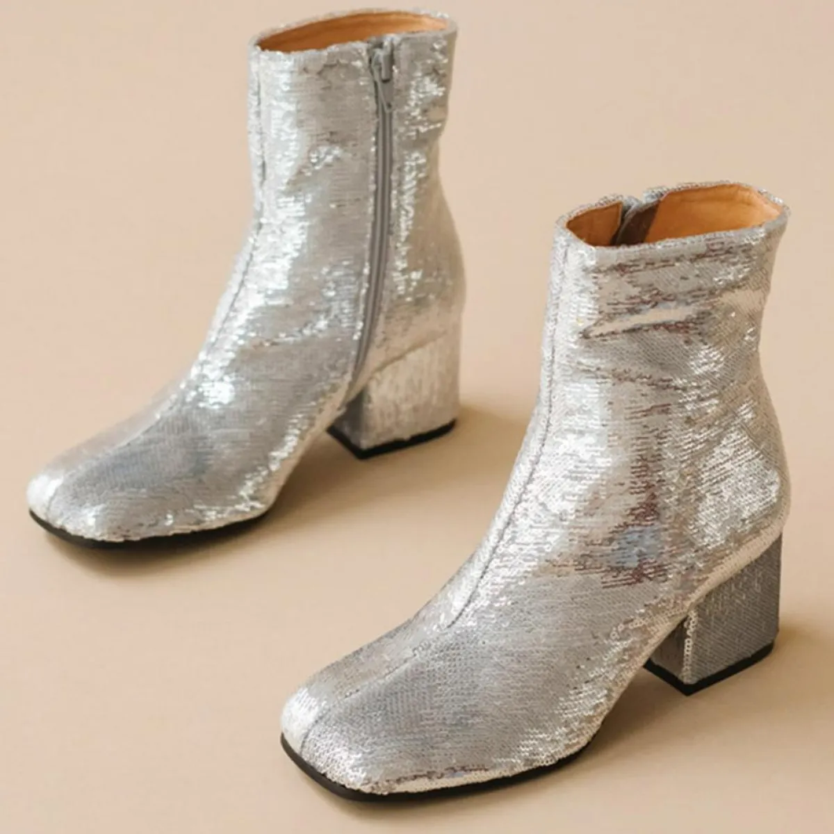 Jonak Bottines|Bottines en Sequins Darlene Bis argentées - Talon 6.5 cm