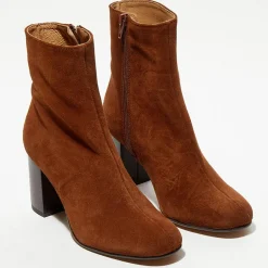 Apologie Bottines|Bottines en Velours de Cuir Ginny camel - Talon 7,5 cm