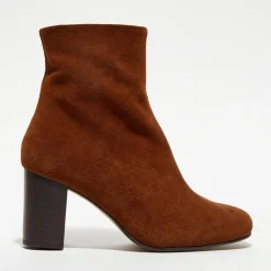 Apologie Bottines|Bottines en Velours de Cuir Ginny camel - Talon 7,5 cm