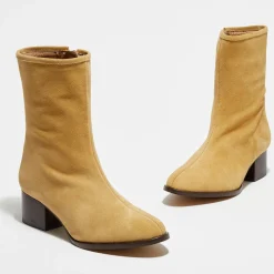 Apologie Bottines|Bottines en Velours de Cuir Amelia beiges