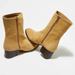 Apologie Bottines|Bottines en Velours de Cuir Amelia beiges